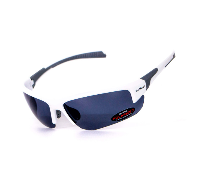 Окуляри BluWater Samson-3 White Polarized (gray), сірі в білій оправі