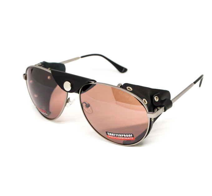 Окуляри захисні Global Vision Aviator-3 (drive mirror), коричневі зі з'ємним ущільнювачем із синтетичної "шкіри"