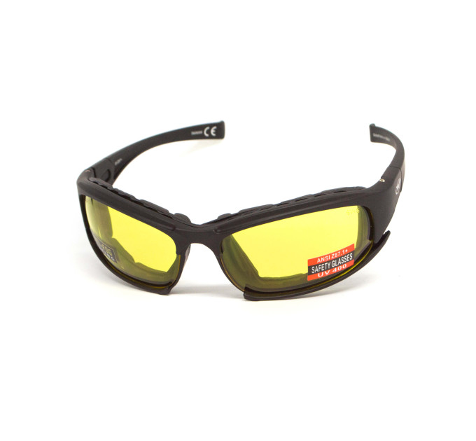 Очки защитные с уплотнителем Global Vision Assault (yellow) Anti-Fog, желтые