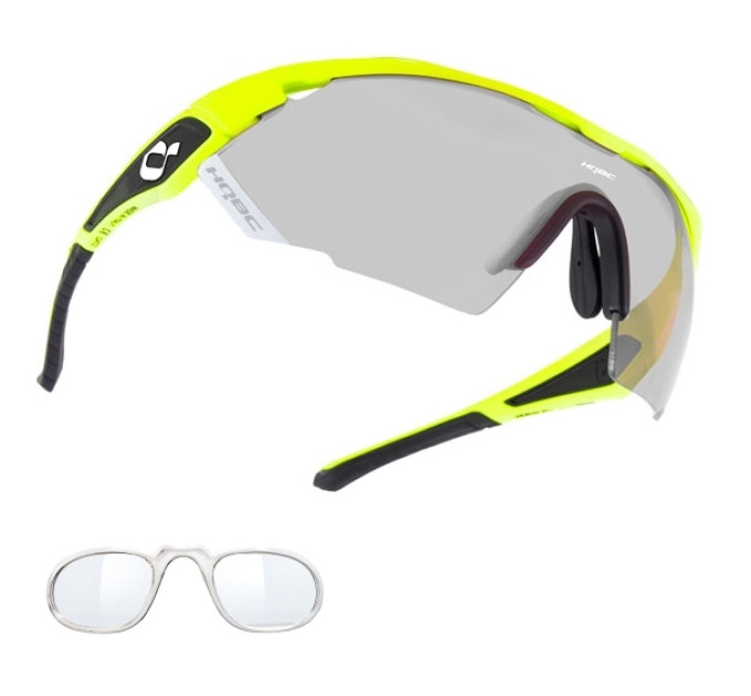 Окуляри HQBC QX3, фотохромні лінзи, діоптрична вставка Clip-on, неоновий жовтий/чорний