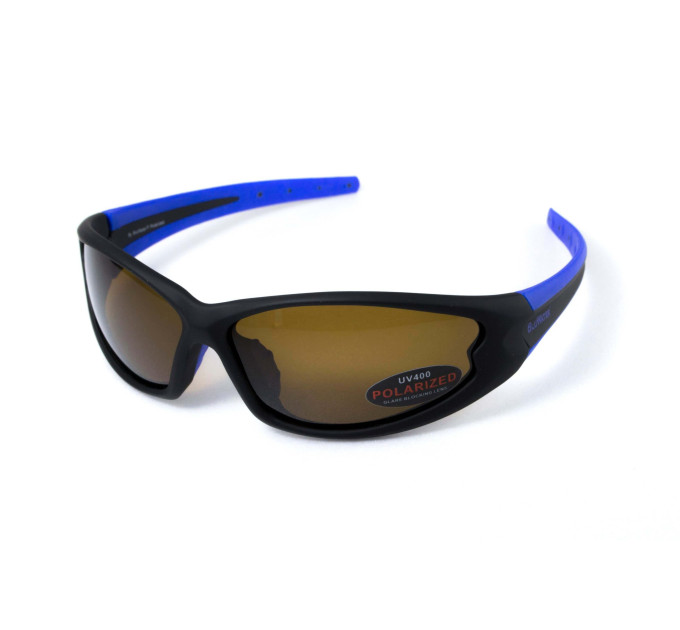 Окуляри поляризаційні BluWater Daytona-4 Polarized (brown) коричневі в чорно-синій оправі