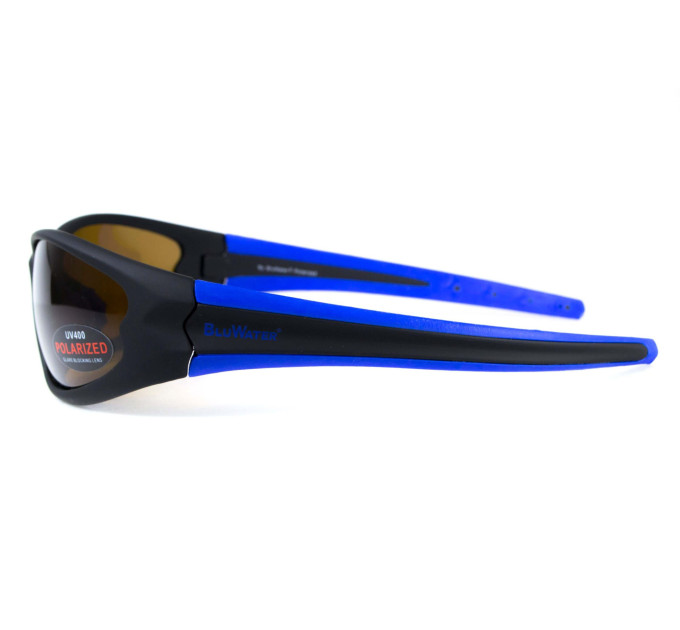 Окуляри поляризаційні BluWater Daytona-4 Polarized (brown) коричневі в чорно-синій оправі