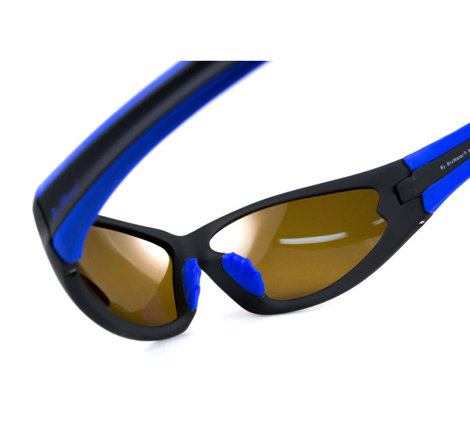 Окуляри поляризаційні BluWater Daytona-4 Polarized (brown) коричневі в чорно-синій оправі
