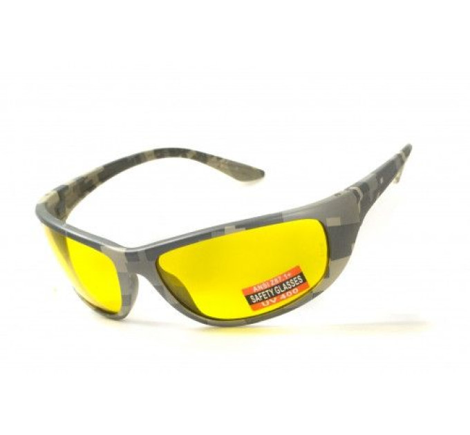 Очки защитные открытые Global Vision Hercules-6 Digital Camo (yellow) желтые