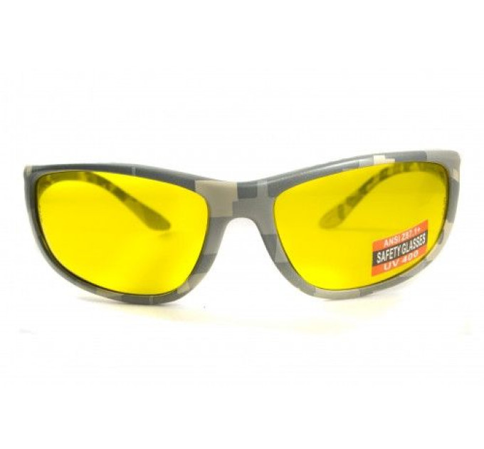 Очки защитные открытые Global Vision Hercules-6 Digital Camo (yellow) желтые