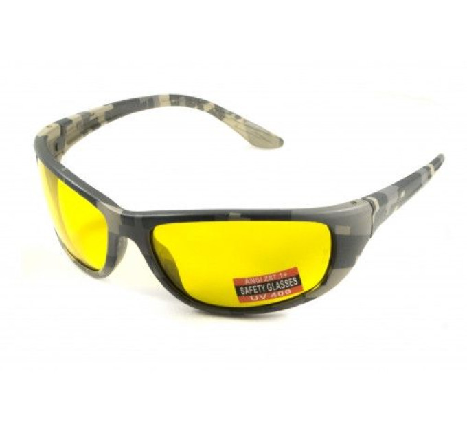 Очки защитные открытые Global Vision Hercules-6 Digital Camo (yellow) желтые