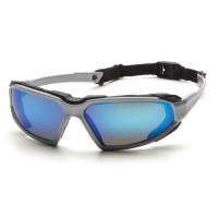 Окуляри захисні із ущільнювачем Pyramex Highlander Silver (ice blue mirror) Anti-Fog, сині дзеркальні