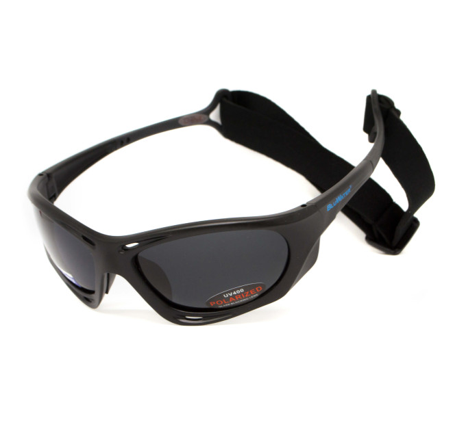 Окуляри поляризаційні BluWater Hydro Polarized (dark gray) Anti-Fog, чорні лінзи в чорній оправі