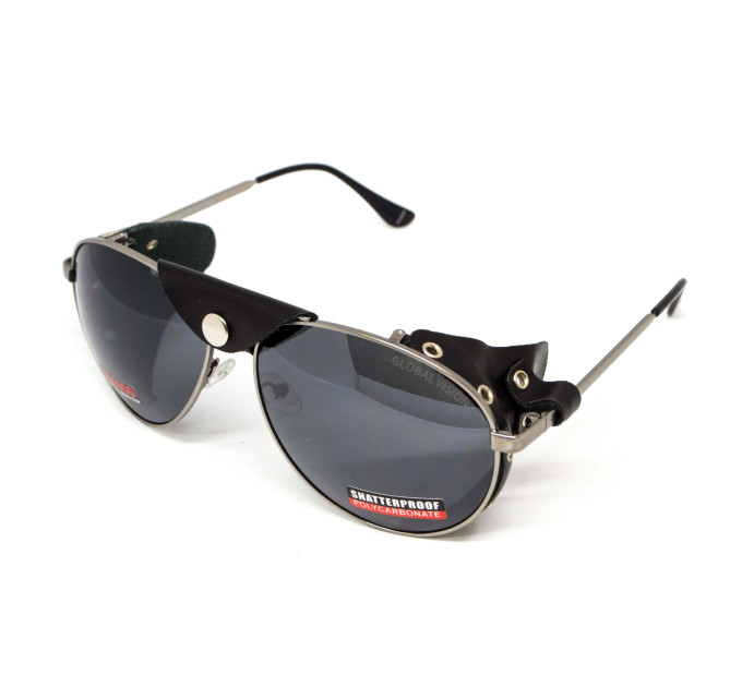 Окуляри захисні Global Vision Aviator-3 (gray), сірі зі з'ємним ущільнювачем із синтетичної "шкіри"