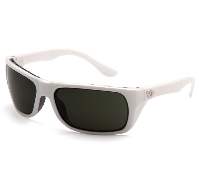 Окуляри захисні Venture Gear Vallejo White (forest gray) Anti-Fog, сіро-зелені в білій оправі