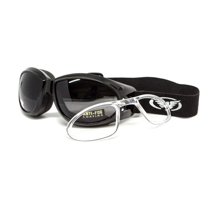 Окуляри захисні з ущільнювачем Global Vision Eliminator RX (gray) Anti-Fog, сірі з діоптричною вставкою