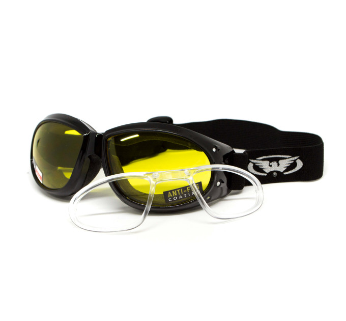 Окуляри захисні з ущільнювачем Global Vision Eliminator RX (yellow) Anti-Fog, жовті з діоптричною вставкою