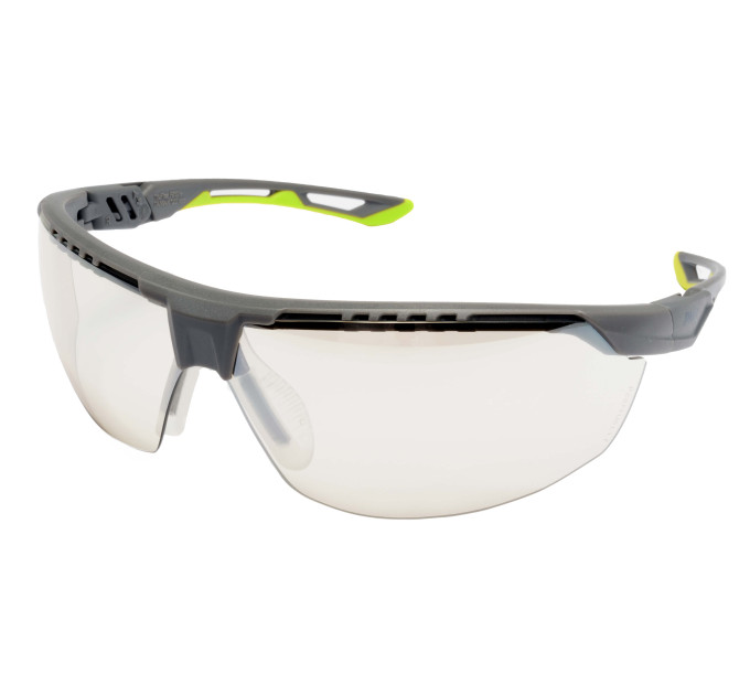 Захисні окуляри Pyramex Truflex Grey-Lime (indoor/outdoor mirror) Anti-Fog, дзеркальні напівтемні в сіро-лаймовій оправі