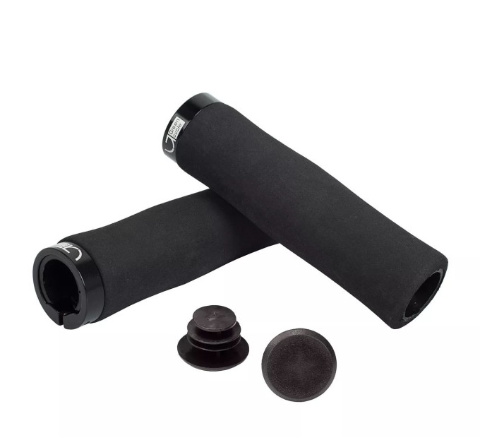 Грипсы Green Cycle GGR-414 130mm вспененная резина, эргономичные, черные с одним черным замком