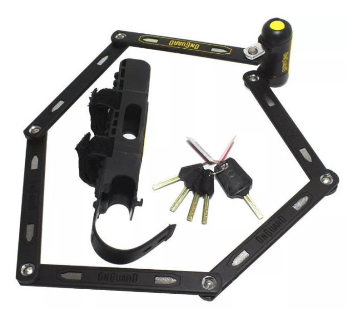 Замок складаний Onguard REVOLVER Link Plate X4P 112см, 4 ключі + 1 з підсвічуванням