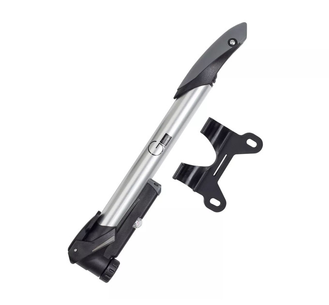 Мининасос Green Cycle GPM-294P Т-ручка, алюминиевый с манометром, двусторонний, 100psi, Presta+Schreder, серебристый