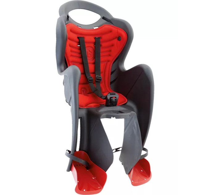 Сиденье задн. Bellelli Mr Fox Сlamp (на багажник) до 22кг, серое с красной подкладкой