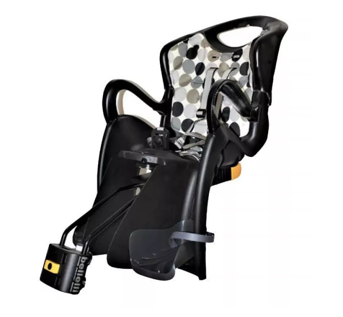 Сиденье задн. Bellelli Tiger Standart B-fix до 22кг, черное с бежевой подскадкой с серыми кругами