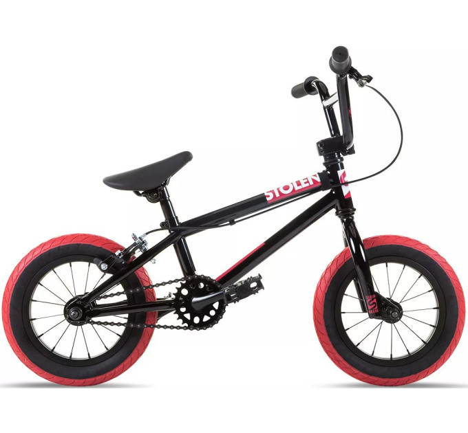 Велосипед 12" Stolen AGENT 13.25" 2021 BLACK W/ DARK RED TIRES