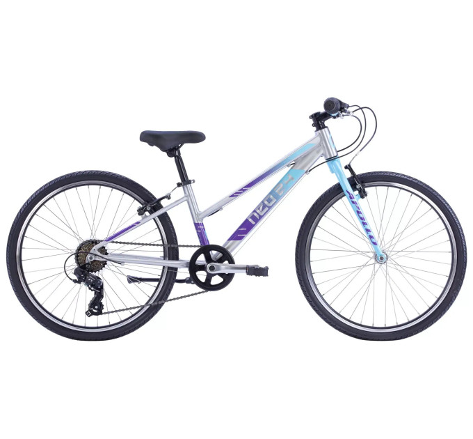 Велосипед 24" Apollo NEO 7s girls Brushed Alloy / Ice Blue / Purple Fade