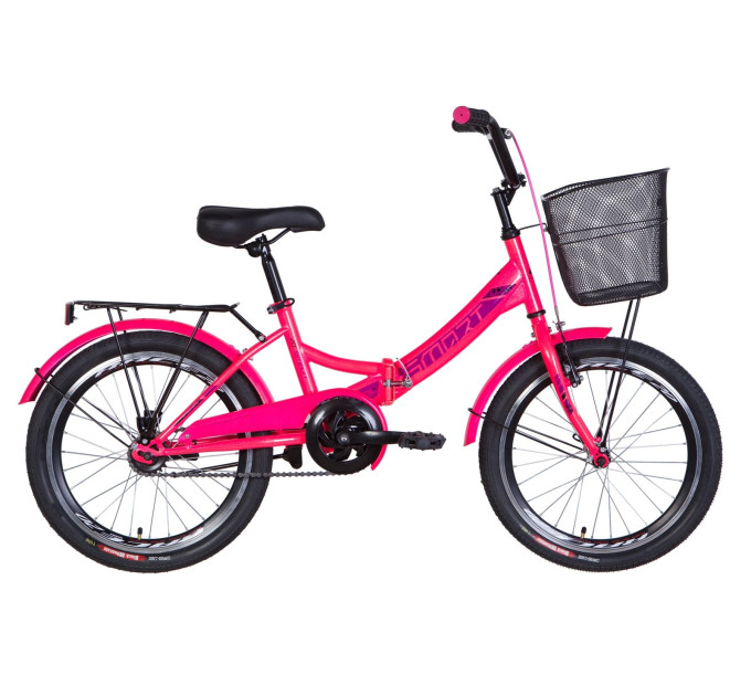 Велосипед 20" Formula SMART з кошиком 2021 (рожевий з малиновим)