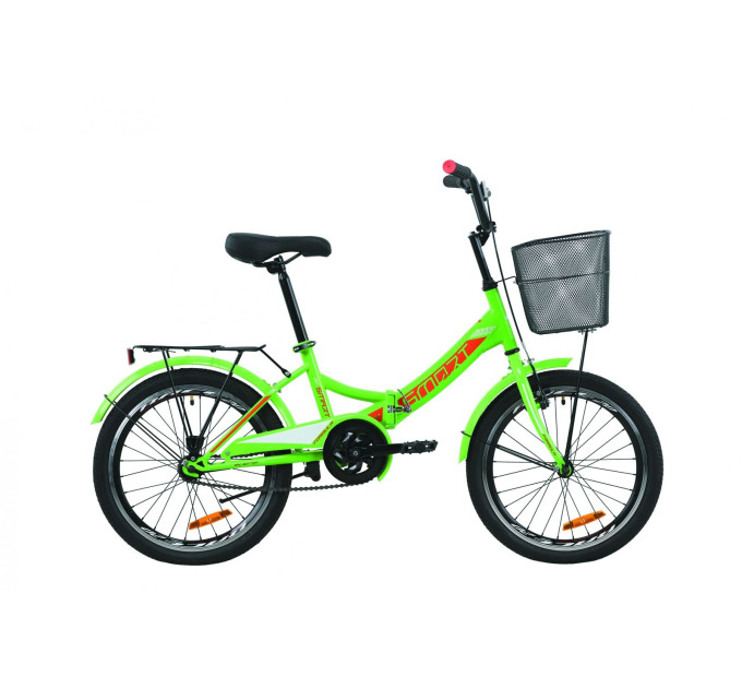 Велосипед 20" Formula SMART з кошиком 2020 (зелено-червоний з білим)