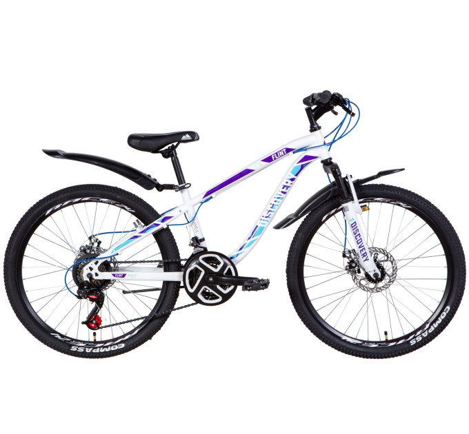 Велосипед 24" Discovery FLINT AM DD 2021 (бело-фиолетовый с синим)