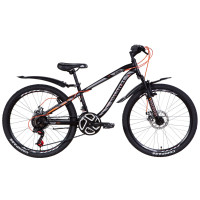 Велосипед 24" Discovery FLINT AM DD 2021 (черно-серый с оранжевым)
