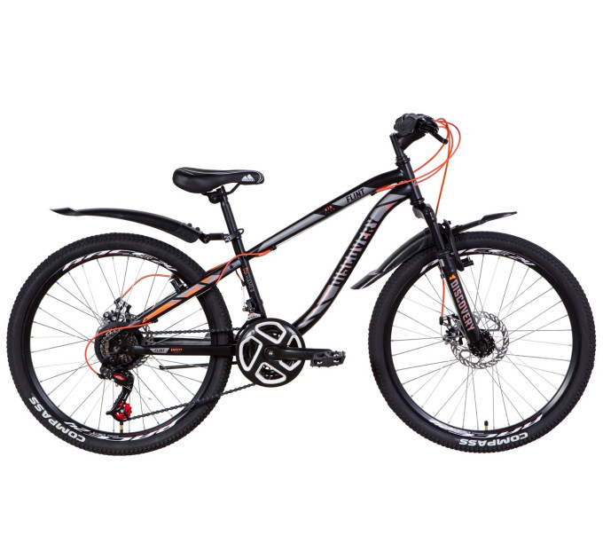 Велосипед 24" Discovery FLINT AM DD 2021 (черно-серый с оранжевым)
