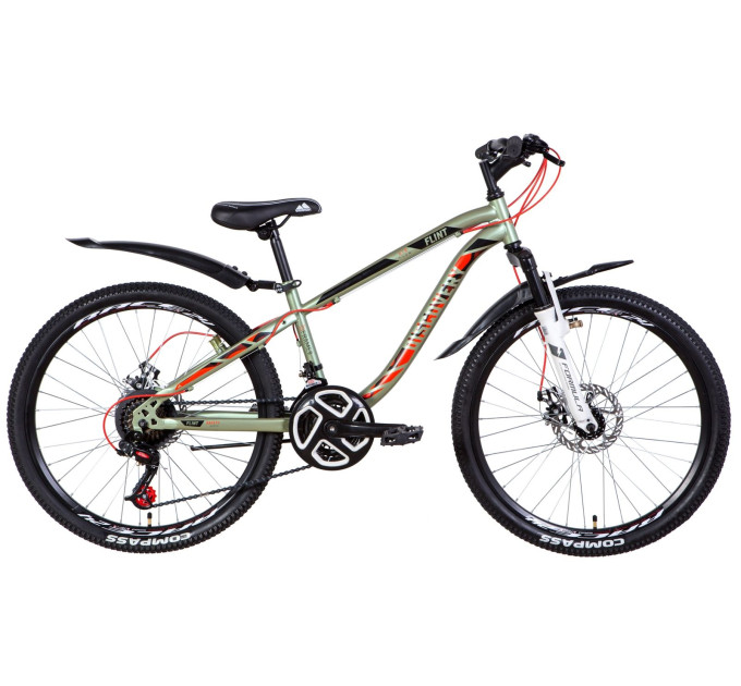 Велосипед 24" Discovery FLINT AM DD 2021 (хакі з червоним)