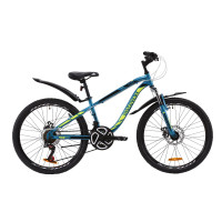 Велосипед 24" Discovery FLINT AM DD 2020 (лазурно-желтый с черным)