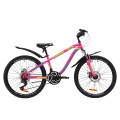 Велосипед 24" Discovery FLINT AM DD 2020 (малиново-блакитний з жовтим)
