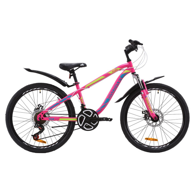 Велосипед 24" Discovery FLINT AM DD 2020 (малиново-блакитний з жовтим)