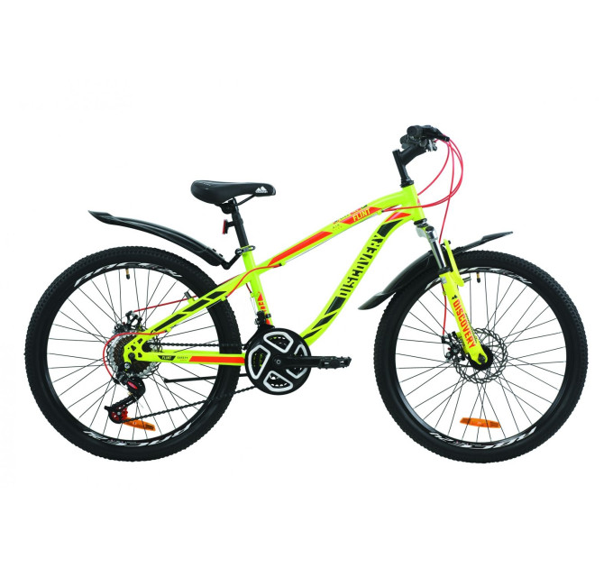 Велосипед 24" Discovery FLINT AM DD 2020 (салатово-червоний з хакі)