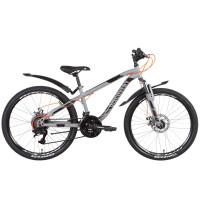 Велосипед ST 24" Discovery FLINT AM DD с крылом Pl 2022 (светло-серый с черным)