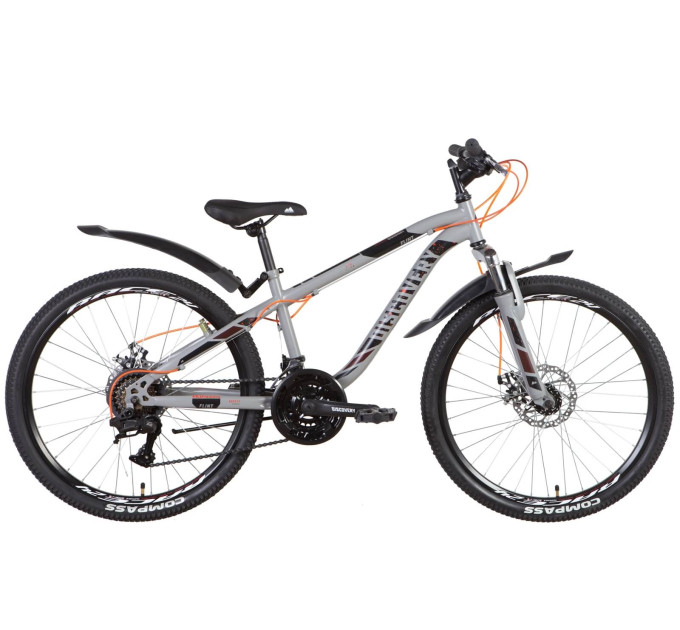 Велосипед ST 24" Discovery FLINT AM DD з крилом Pl 2022 (світло-сірий з чорним)