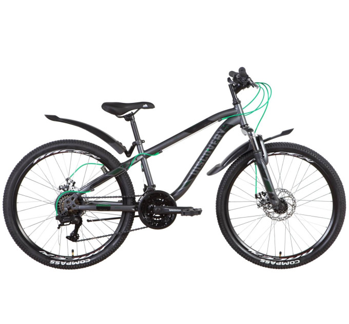 Велосипед ST 24" Discovery FLINT AM DD с крылом Pl 2022 (темно-серый с черным)