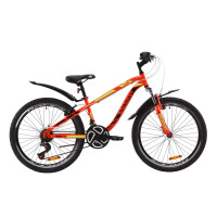 Велосипед 24" Discovery FLINT AM VBR 2020 (красно-черный с салатовым)