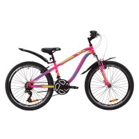 Велосипед 24" Discovery FLINT AM VBR 2020 (малиново-голубой с желтым)