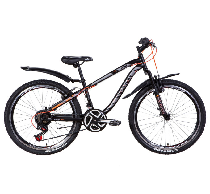 Велосипед 24" Discovery FLINT AM Vbr 2021 (чорно-сірий з помаранчевим)