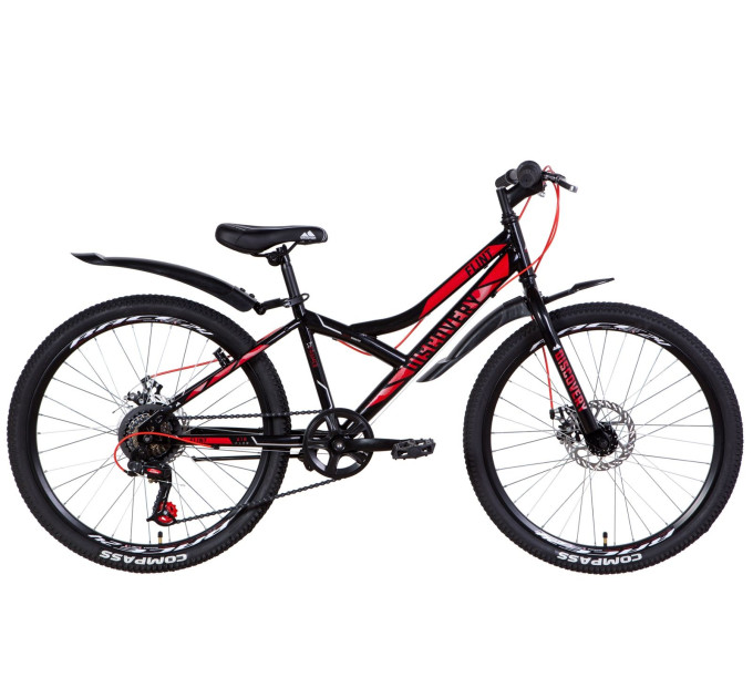Велосипед 24" Discovery FLINT DD 2021 (черно-красный с серым)