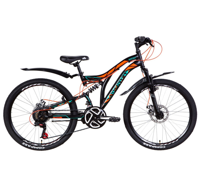 Велосипед 24" Discovery ROCKET DD 2021 (чорно-жовтогарячий з бірюзовим)