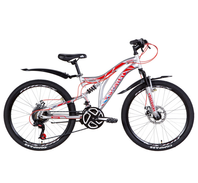Велосипед 24" Discovery ROCKET DD 2021 (серебристо-красный с синим)