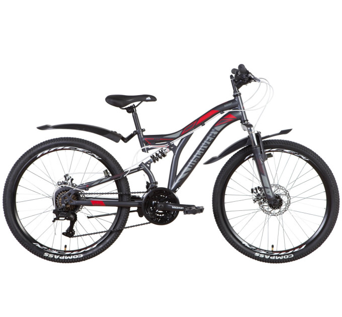 Велосипед ST 24" Discovery ROCKET AM2 DD з крилом Pl 2022 (темно-сріблястий з білим)