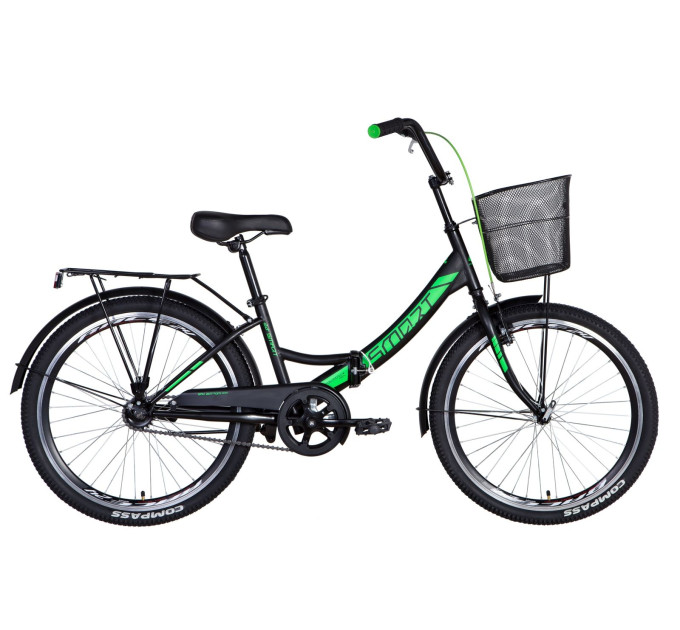 Велосипед 24" Formula SMART с корзиной 2021 (черно-зеленый)