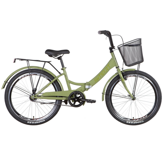 Велосипед ST 24" Formula SMART Vbr з багажником зад St, з крилом St, з кошиком St 2022 (хакі)