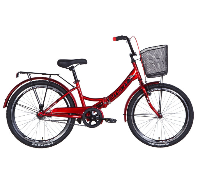 Велосипед 24" Formula SMART с корзиной 2021 (вишневый)