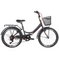 Велосипед ST 24" Formula SMART Vbr трещотка с багажником зад St, с крылом St, с корзиной St 2022 (темно-серый с красным)
