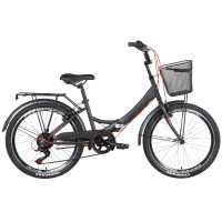 Велосипед ST 24" Formula SMART Vbr тріскачка з багажником зад St, з крилом St, з кошиком St 2022 (темно-сірий з червоним) Велосипед ST 24" Formula SMART Vbr тріскачка з багажником зад St, з крилом St, з кошиком St 2022 (темно-сірий з червоним)