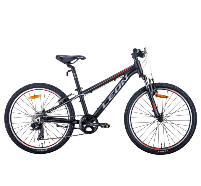 Велосипед 24" Leon JUNIOR AM 2021 (черно-оранжевый с серым)